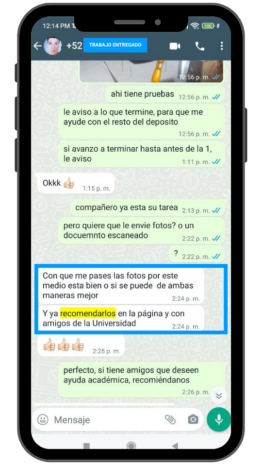 Estudiante feliz — trabajo corregido y aprobado con éxito — Tareas Rápidas.